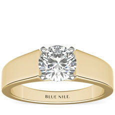 Flat Solitaire Engagement Ring in 18k Yellow Gold (5mm)